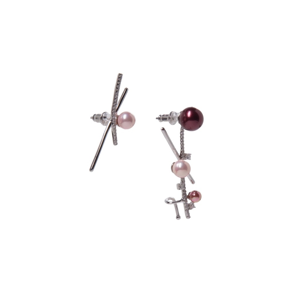 Silver and Pink Pearl Earrings